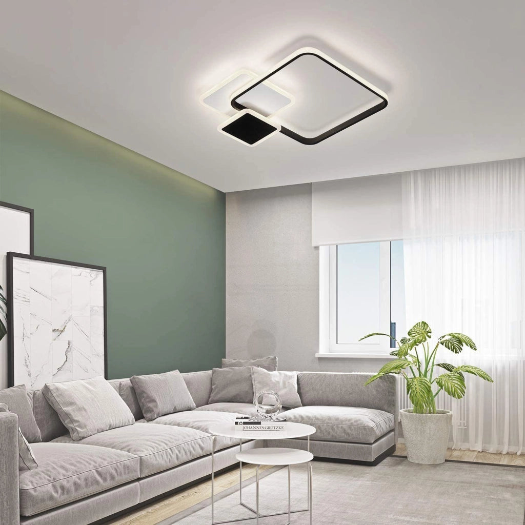 ZMH Lampada da soffitto LED moderna quadrata nera telecomando per ufficio corridoio