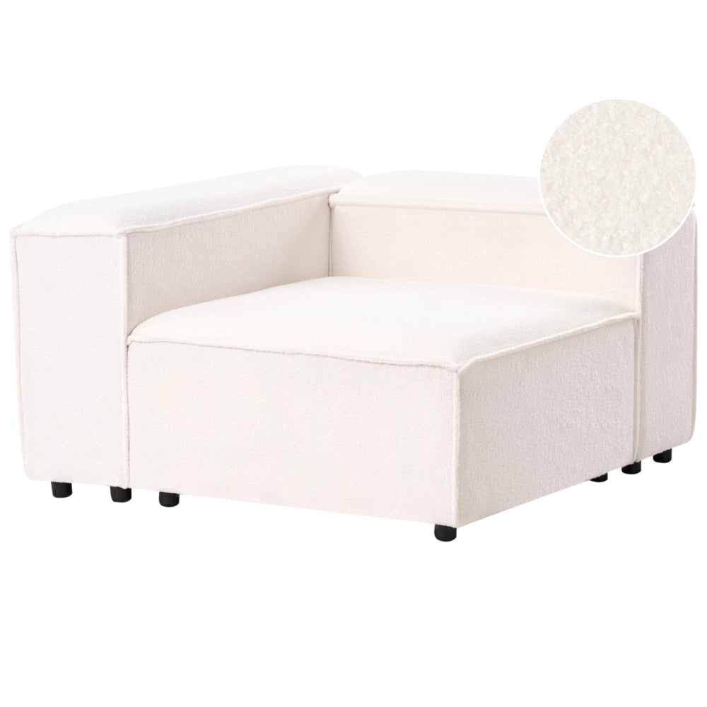 Modulo angolare a 1 posto rivestimento in tessuto bouclè bianco soggiorno stile moderno