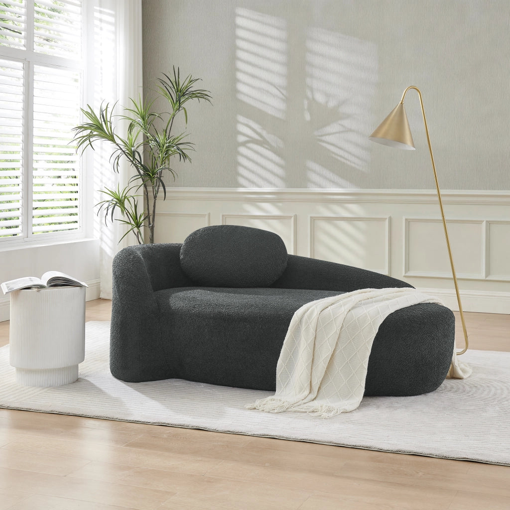 Divano Morbido in Tessuto Teddyfleece con Cuscini ¨C MINIMAL ¨C Nero