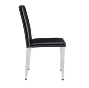 Set di 4 Sedie Minimaliste per Sala da Pranzo con Rivestimento in PU Nero e Gambe in Metallo Argento