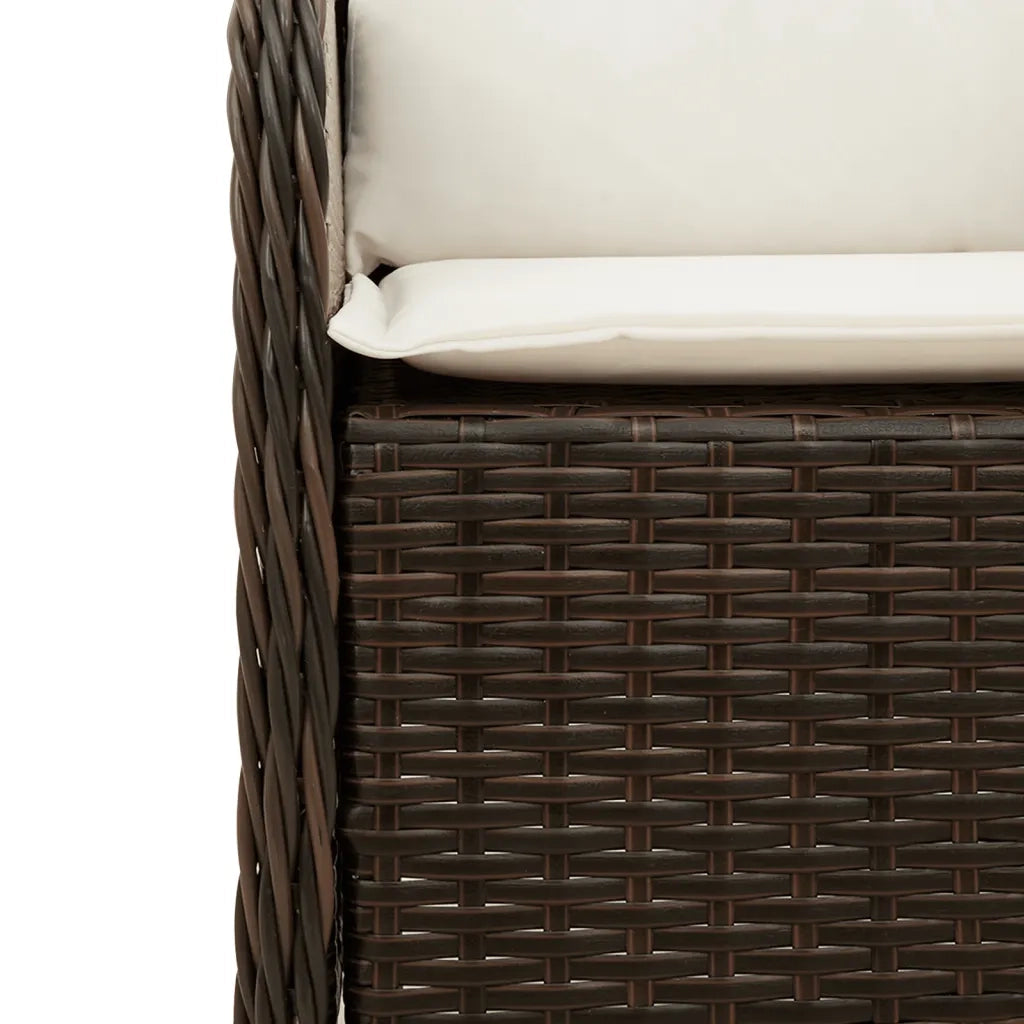 Set da Pranzo da Giardino 3pz con Cuscini in Polyrattan Marrone 3211941