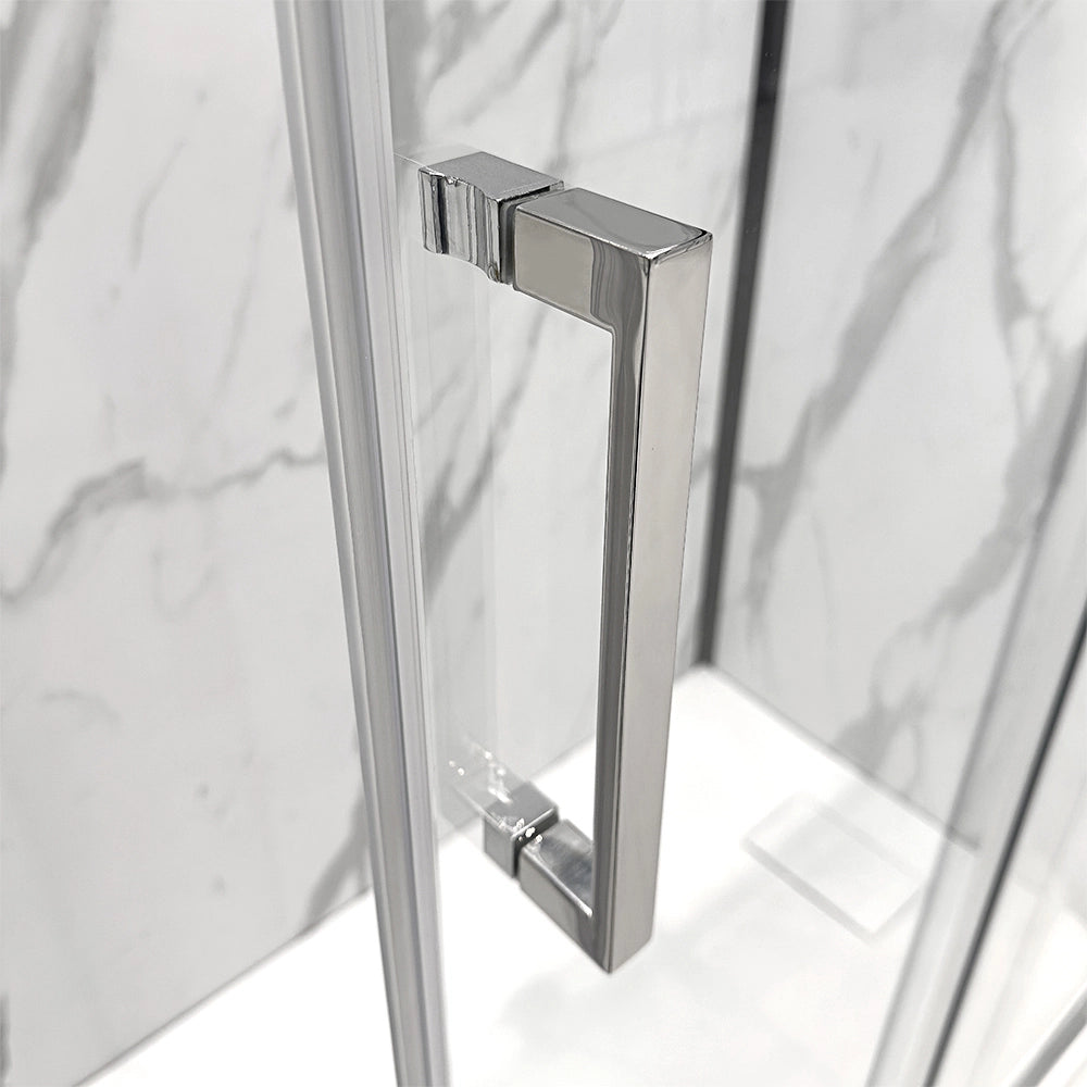 Box doccia angolare 90x150 con porta scorrevole in vetro trasparente Ted