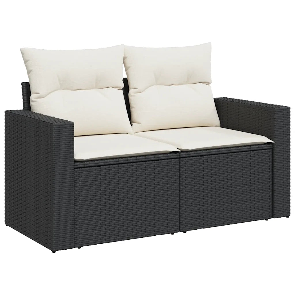 Set Divani da Giardino 9 pz con Cuscini Nero in Polyrattan 3267466
