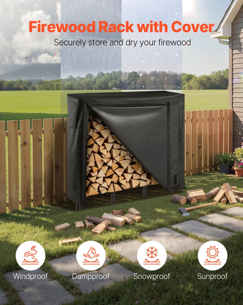Portalegna da Esterno con Copertura Impermeabile CJDDB84FT in Acciaio 1220x320x1180 mm Porta Legna per Camino e Giardino Robusto 181,4 kg