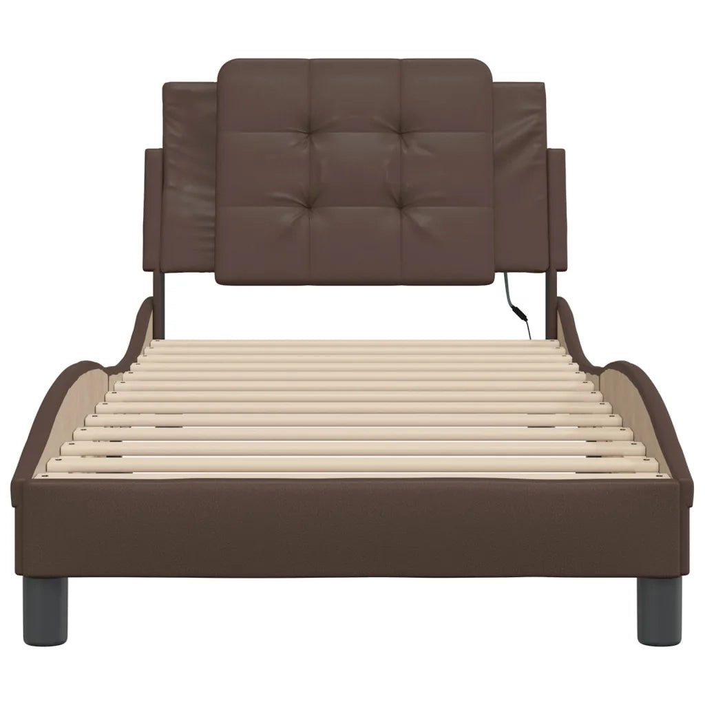 Giroletto con LED senza Materasso-Struttura Letto con LED Zadar Marrone 80x200 cm