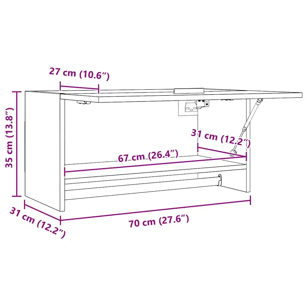 Armadio Grigio Cemento 70x32,5x35 cm in Legno Multistrato 808246
