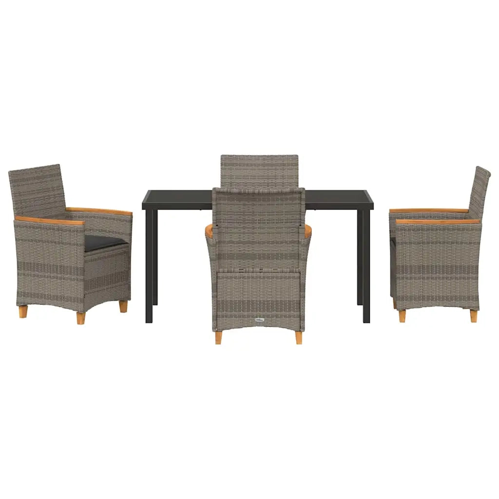 Set da Pranzo per Giardino 5 pz Grigio polyrattan 3381095