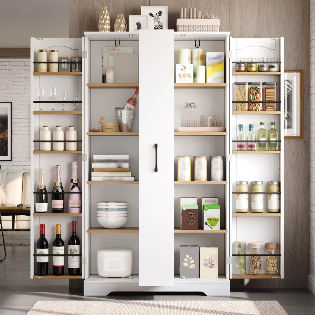 ARMADIO DA CUCINA con 4 ripiani interni e portapezie 150 x 78 x 40 cm Bianco MDF