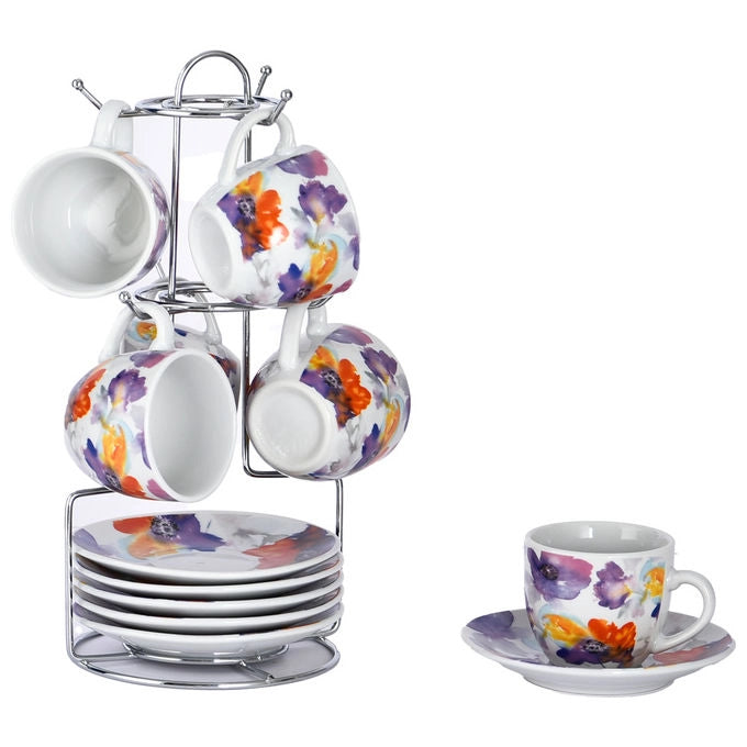 Borella 25700 Malaga Set 6 Tazzine Caffe' con Piattino e Appendino Porcellana