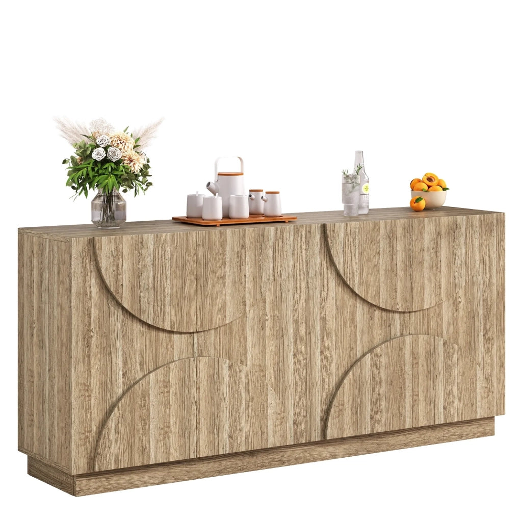 Sideboard con ripiani e Rebounder, venatura del legno naturale