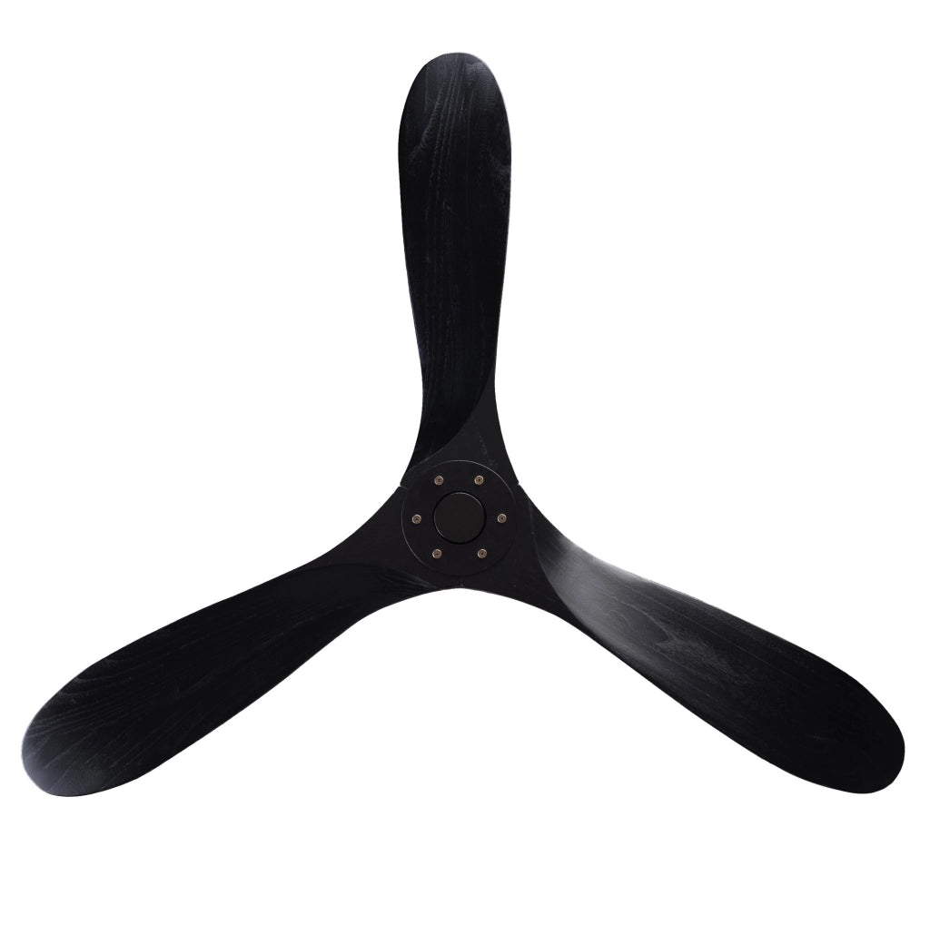 Ventilatore a soffitto 52" nero con 3 pale in legno di paulonia, controllo remoto, 6 velocità e funzione reversibile