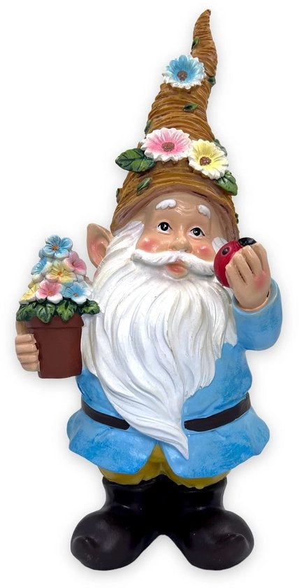 Decorazione per giardino - Statua di gatto - Giardinaggio - Decorazione per esterni - Arredamento per la casa - Dipinto a mano - Pietra d'arte duraturo - 27 cm