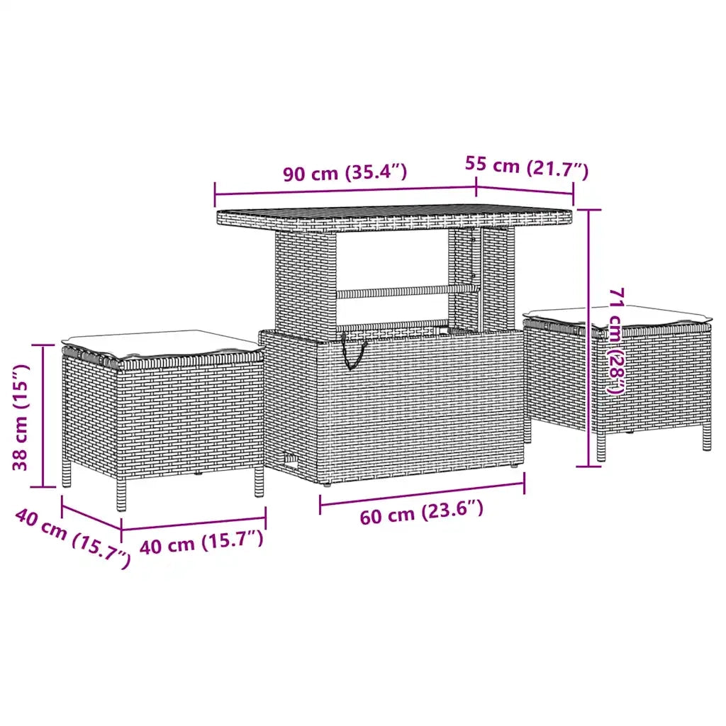 Set Divano da Giardino con cuscino 11 pcs Nero polyrattan 3361850