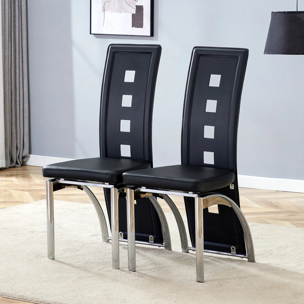 SEDIA DA PRANZO Set da 2 pezzi 102,5 cm PU nero metallo argento