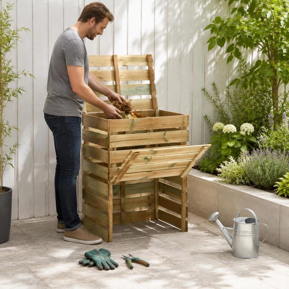 Slatted Compost Bin 80x50x100 Cm, Pine Wood, Impregnated