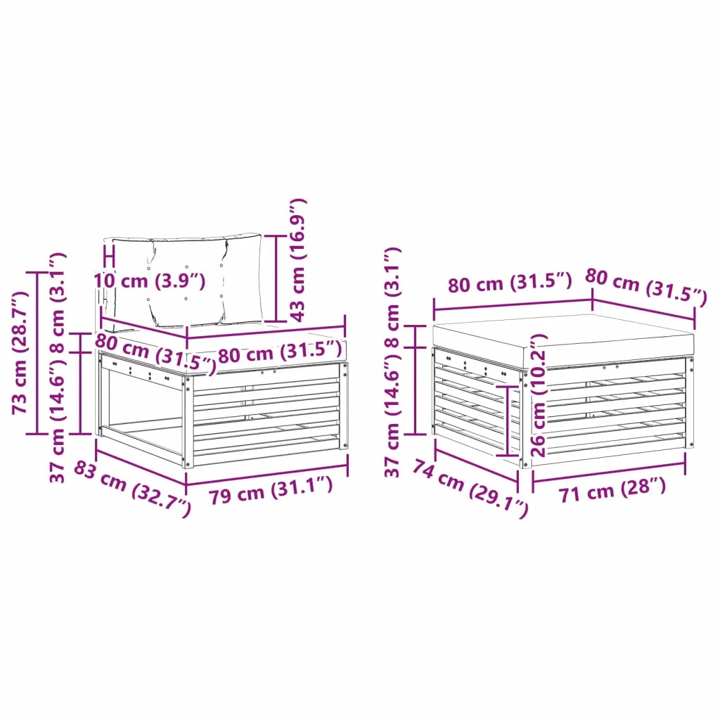 Set di divani da esterno 4 pcs Grigio Naturale e Chiaro 3373276