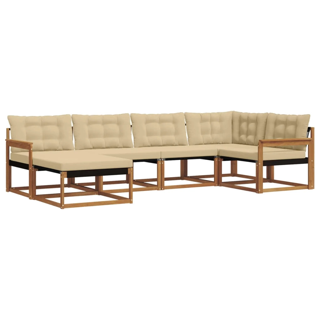 Set di divani da esterno con cuscino 6 pcs Naturale e Beige 3369620