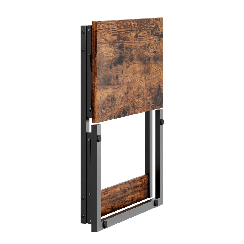 Tavolino a C pieghevole 60x37x71 cm in metallo e pannello effetto legno rustico HOMVRA