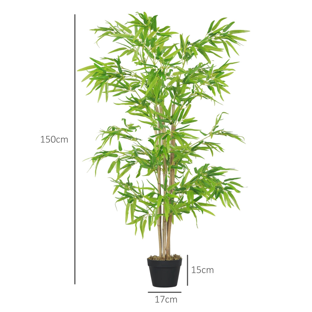 Bamb¨´ Artificiale 2 Pezzi ¨C Minimal ¨C 1.5m Verde Nero con Vaso