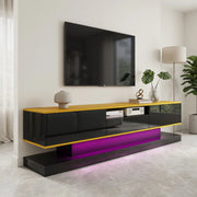 Cassettiera TV nera e oro in truciolare lunghezza 180 cm