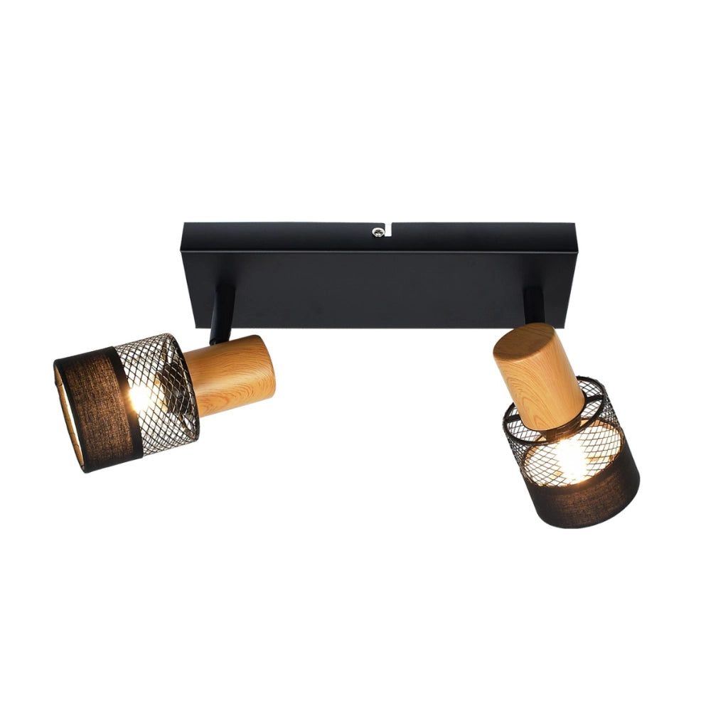 Faretto soffitto industriale 2 luci nero orientabile E14