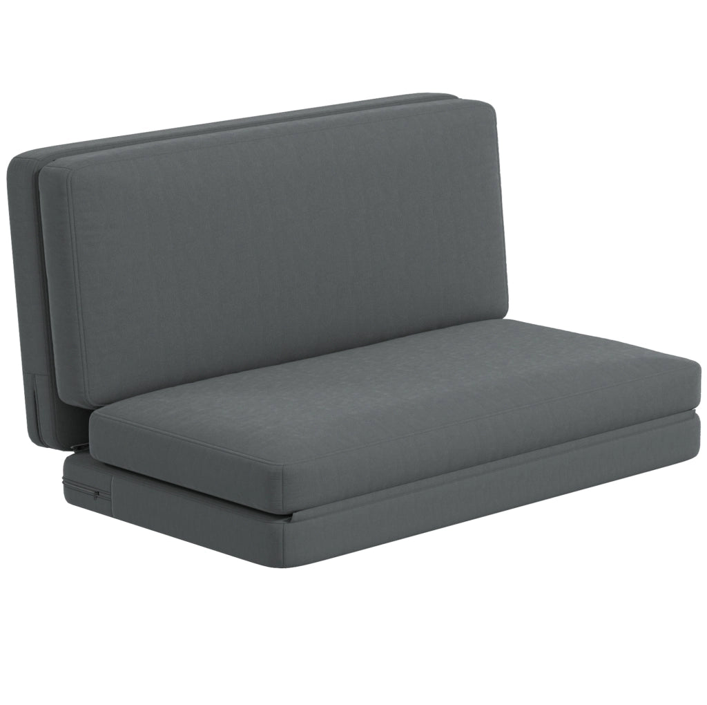 Divano a terra 3-in-1 pieghevole in tessuto effetto velluto grigio scuro, letto imbottito fino a 240 kg per soggiorno e camera