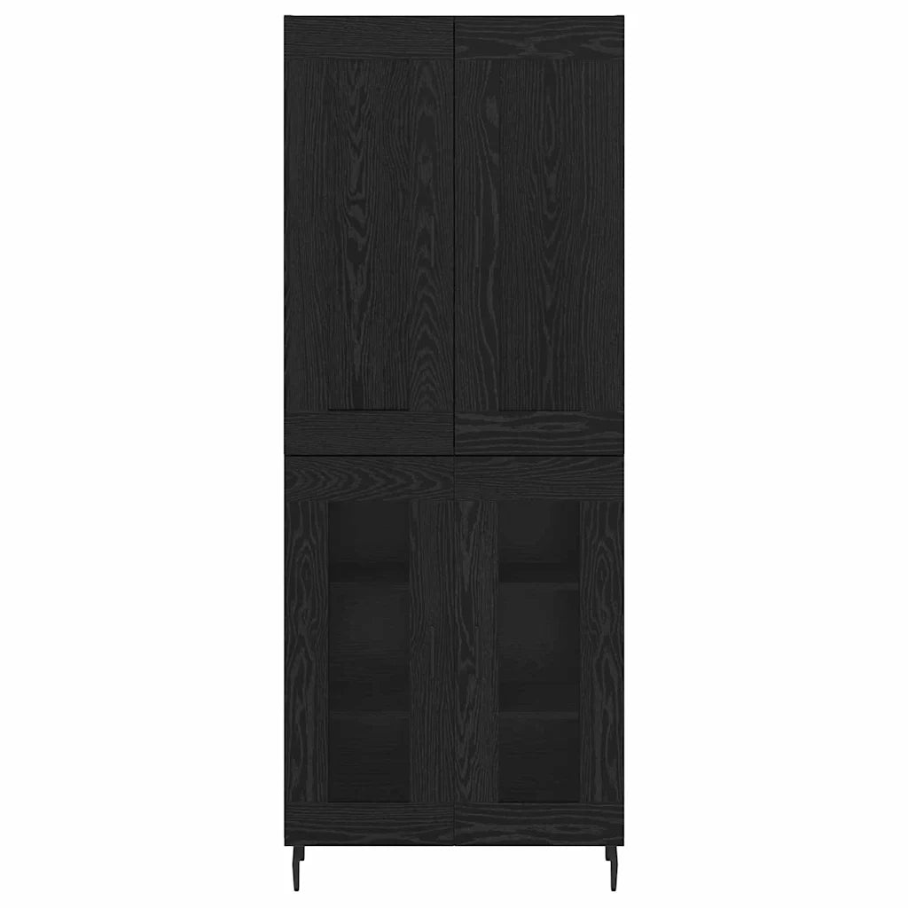 Credenza 2 pz-Set di 2 Buffet-Armadio da cucina Rovere Nero Legno Stratificato e Vetro 880077