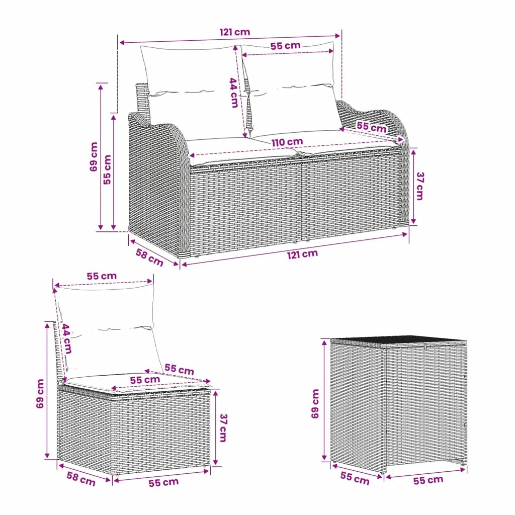 Set di divani 5 pz Beige e Bianco Crema 3447762