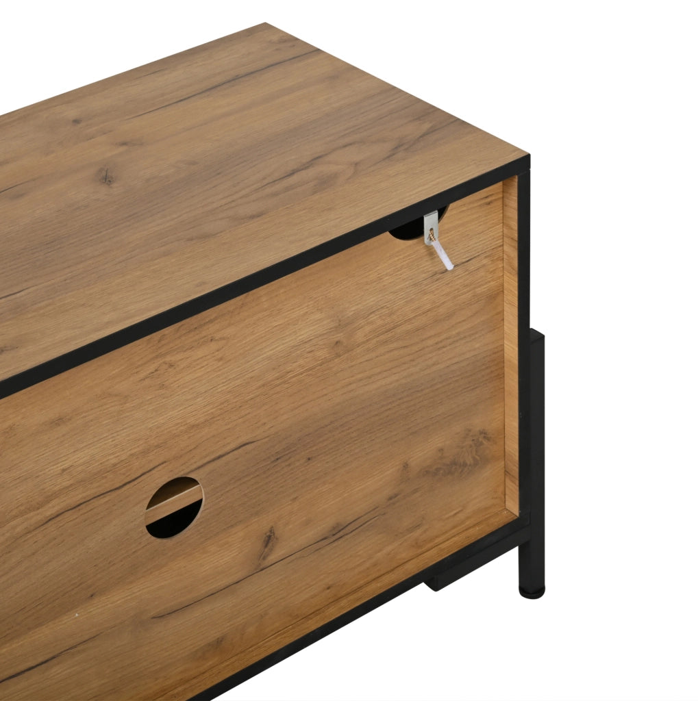 Mobile TV 153x40x50 cm con 4 ante e design geometrico in MDF naturale
