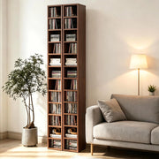 Scaffalatura porta CD a 12 livelli in MDF e truciolare marrone con sistema antiribaltamento 21 × 20 × 175 cm