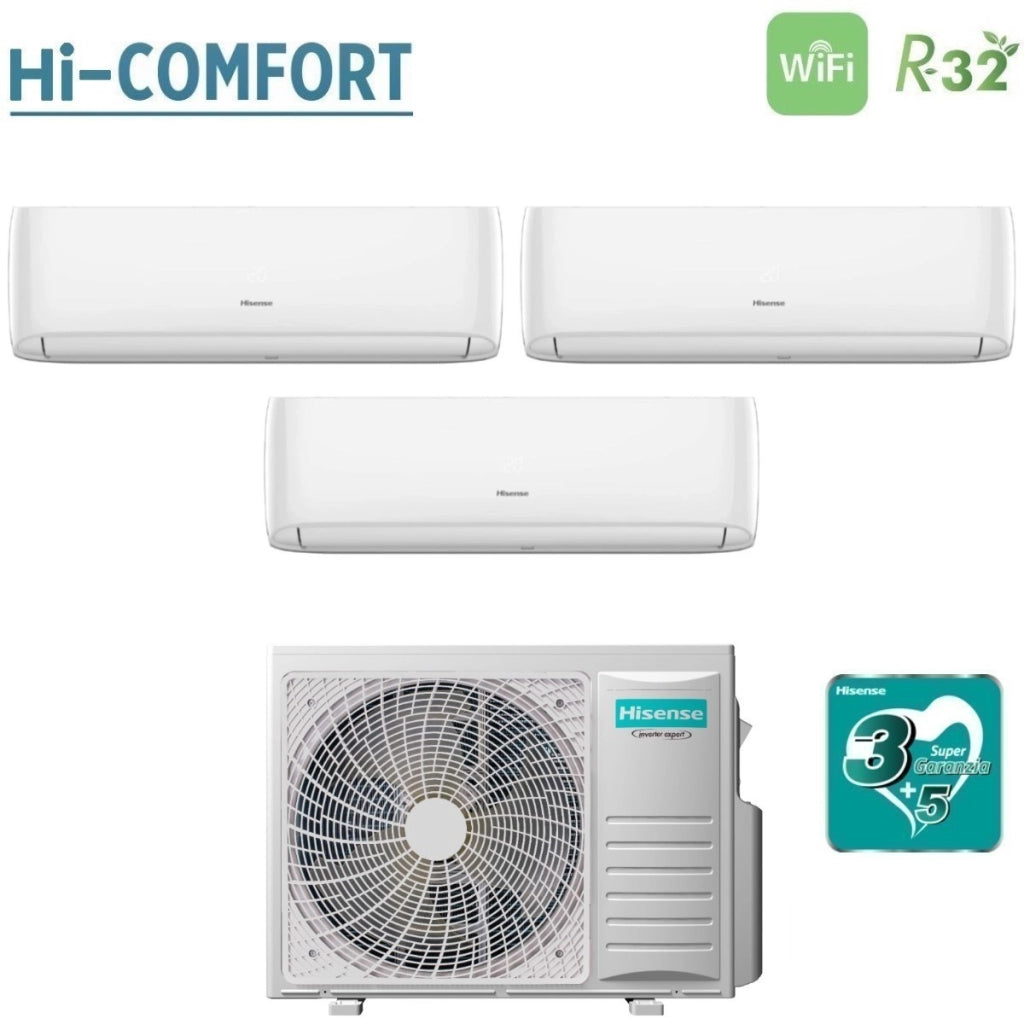 Condizionatore Trial Split Hisense Hi-Comfort 12+12+12 con 3AMW72U4RJC R-32 Wi-Fi Integrato