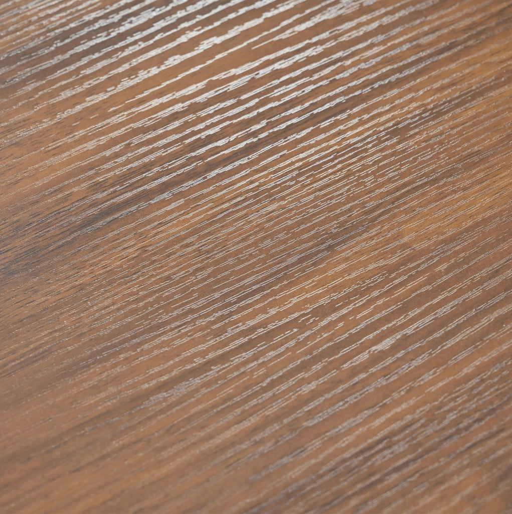 Set da pranzo moderno 5 pezzi con tavolo in MDF noce e 4 sedie in velluto grigio scuro con gambe in metallo nero