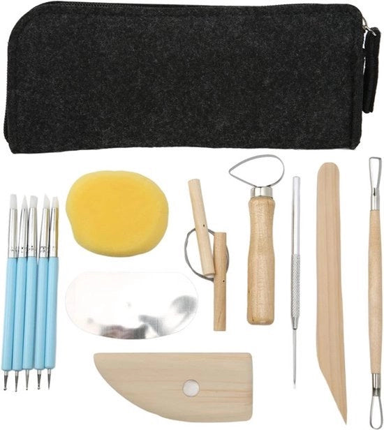 Strumento per modellare - Artigianato DIY - Portatile - Modellatore - Silicone - Scultura - Adatto alla creazione di ceramiche - Multifunzionale - 14 pezzi - Polimero - Modellazione - Strumento per stippi - Argilla - Artigianato - Portatile