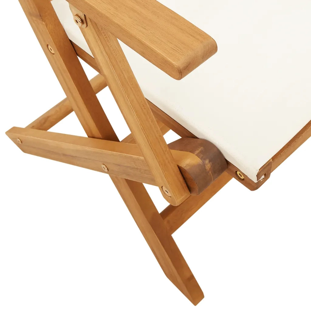 Set Pranzo da Giardino 5pz | Set Salotto da Giardino Crema in Tessuto e Legno Massello