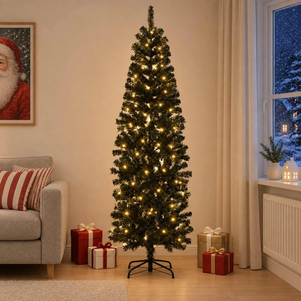 Albero di Natale Artificiale Sottile 180 cm 300 LED 3461117