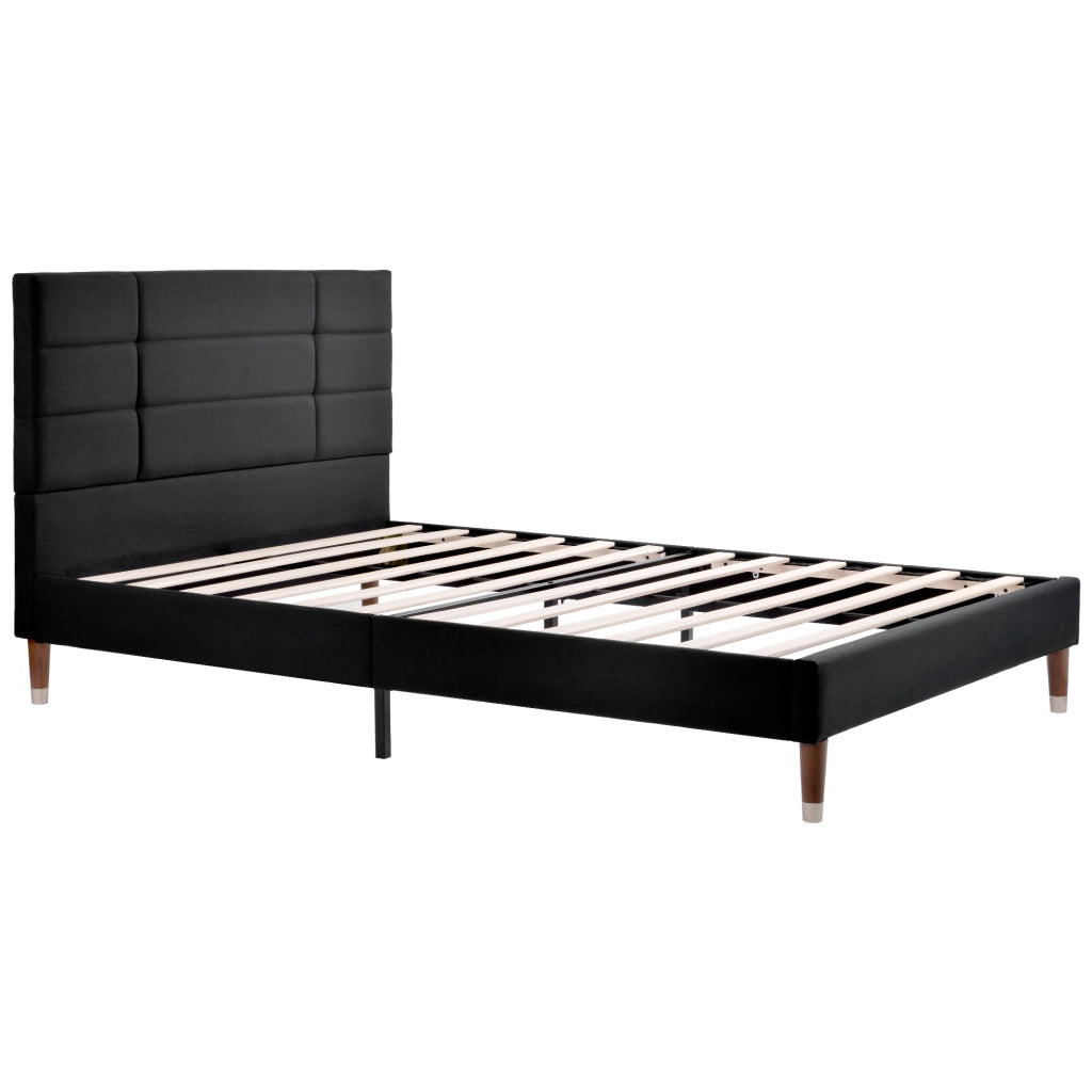 Letto matrimoniale imbottito 140x200 nero con materasso