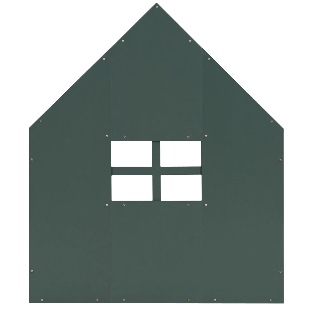 Letto per bambini a casetta verde 90 x 200 cm in pino e MDF