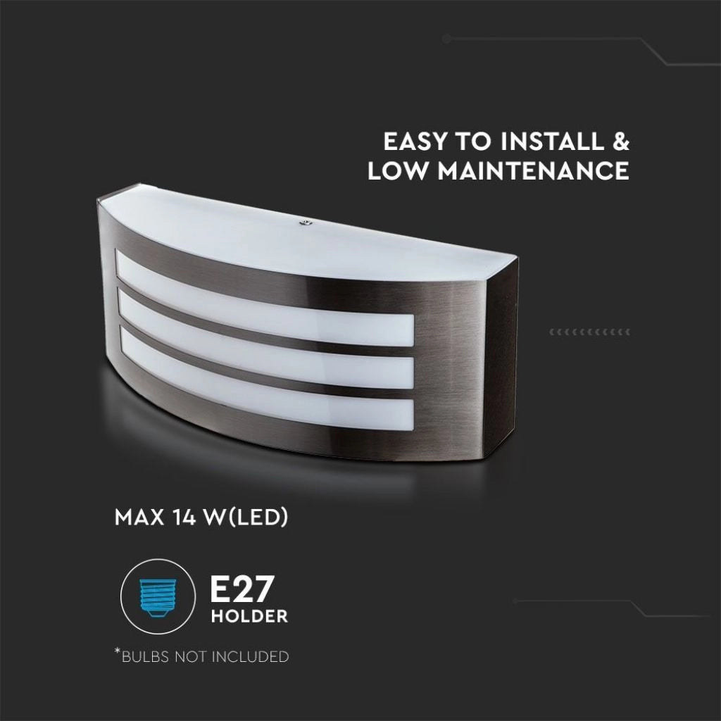 Lampada LED da Muro Arrotondata con Portalampada E27 (Max 15W) Colore Grigio IP44