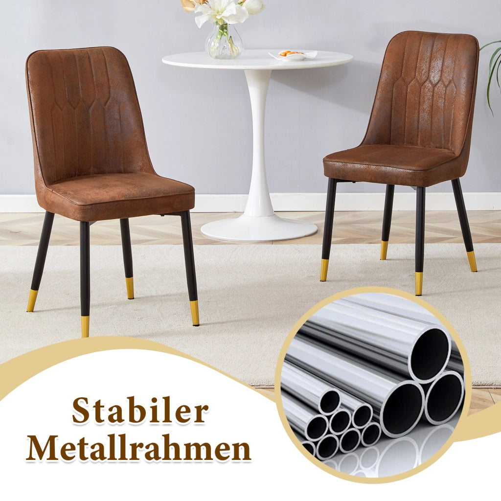 Set tavolo rotondo con 2 sedie marroni; piano MDF nero con inserto in vetro Ø 100 cm