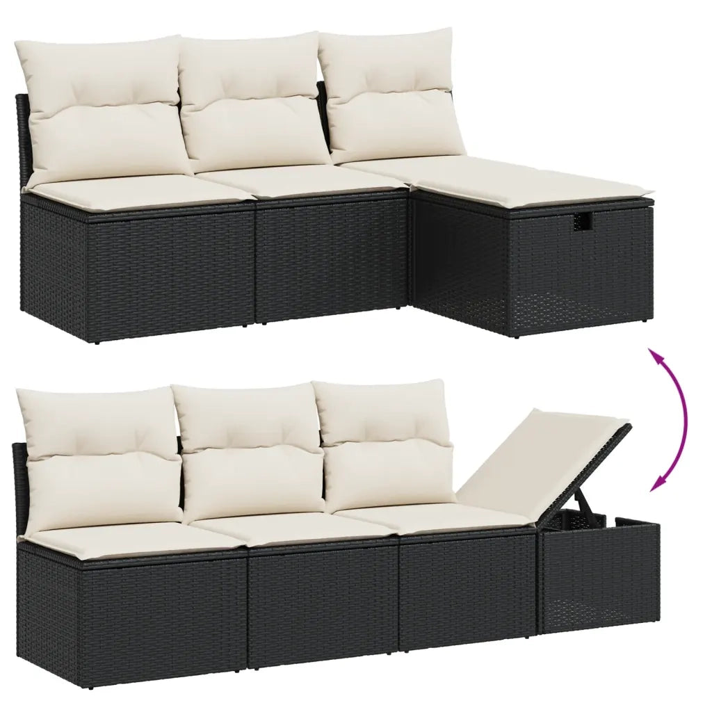 Set Divani da Giardino con Cuscini 7pz Nero Polyrattan 3263502