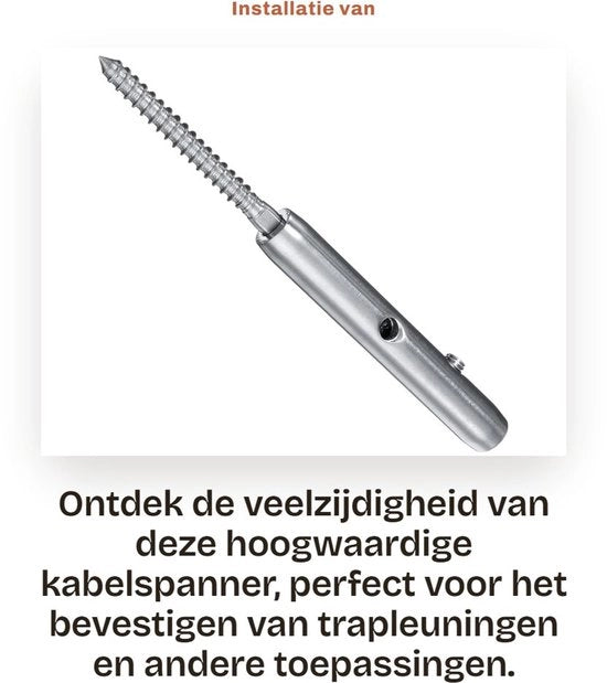 Spanne per cavo in acciaio inossidabile a 316 - 4 mm di diametro - 13,5 cm di lunghezza - anticorrosione - adatto per uso interno/esterno - M6 - sistema di cavi
