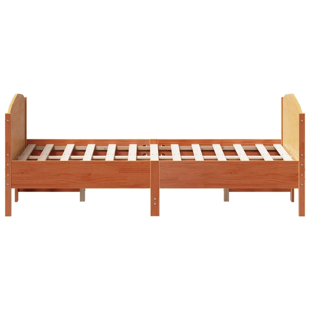 Letto senza Materasso-Struttura Letto Marrone Cera 135x190 cm in Legno di Pino 141776