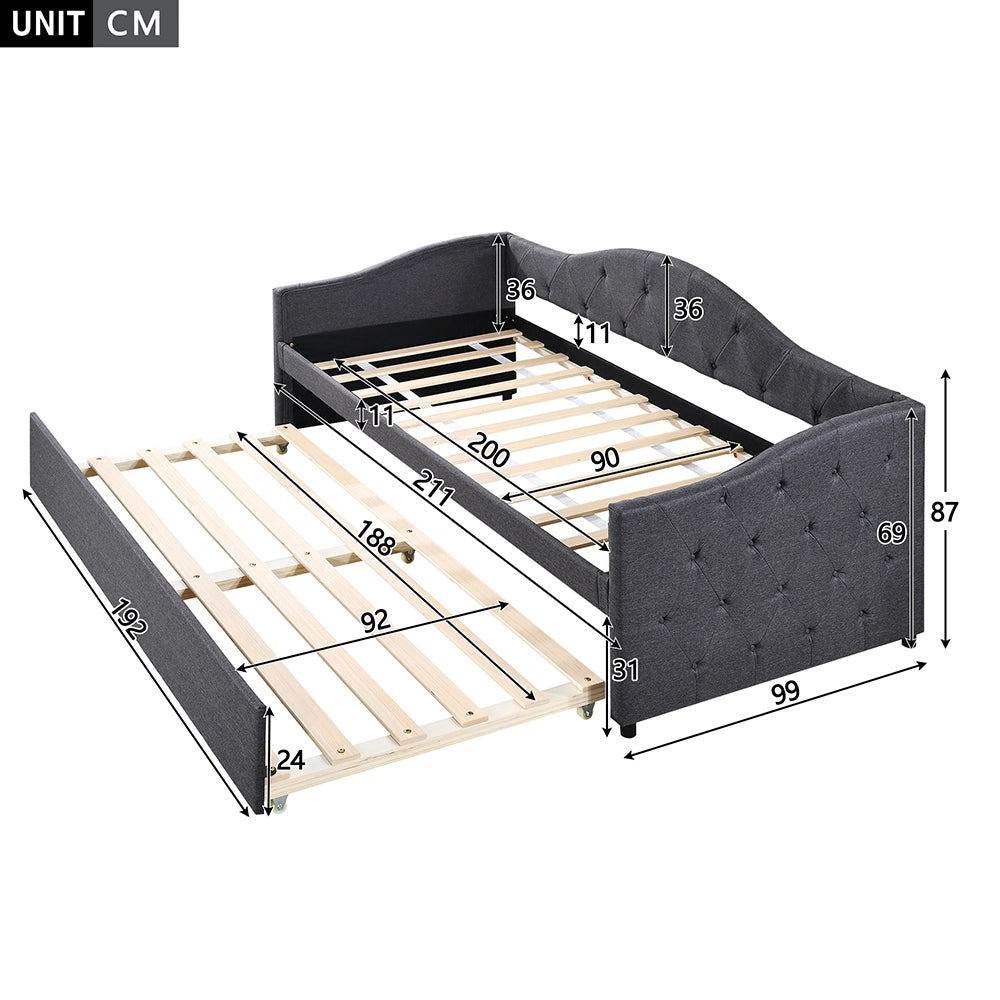 Letto a scomparsa 90x200 cm - Xylo - Grigio, divano letto, letto a panca