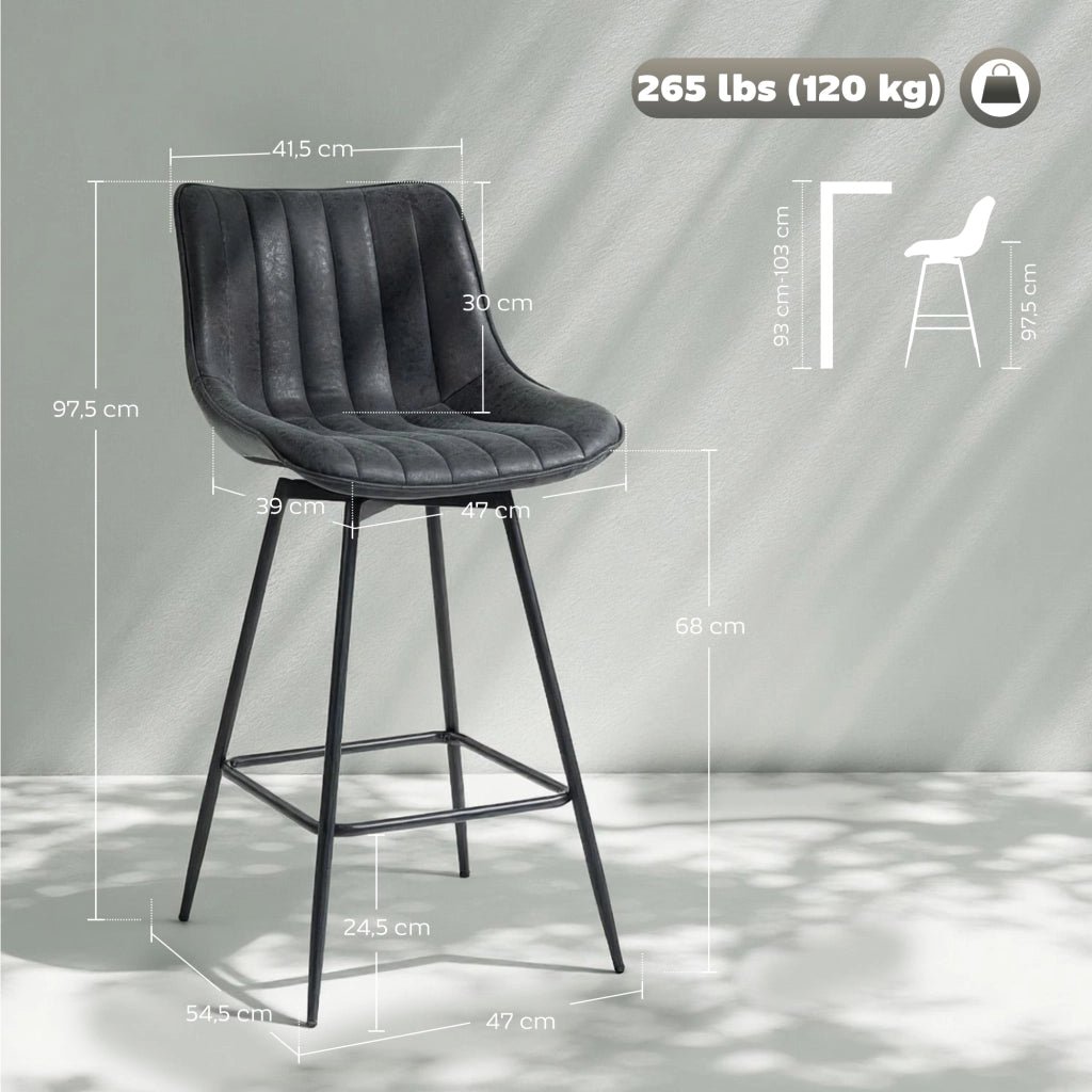 Set di 2 sgabelli da bar con schienale girevoli ¨C Minimal ¨C Nero 68 cm