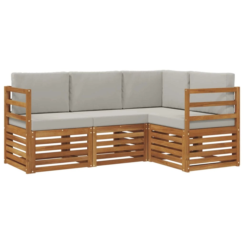 Set divani con cuscino 4 pcs Grigio Naturale e Chiaro 3374711