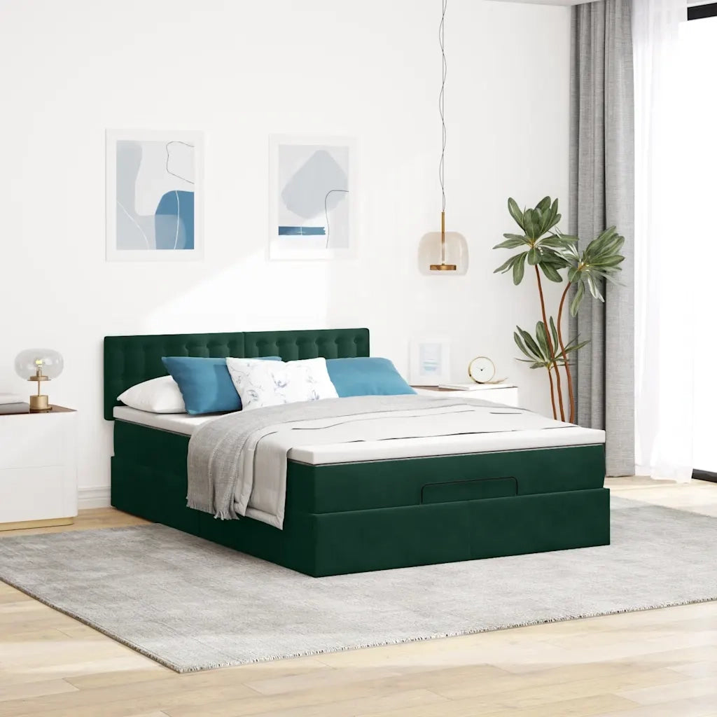 Struttura Letto Pouf con Materasso 140x190 cm in Velluto 3311918
