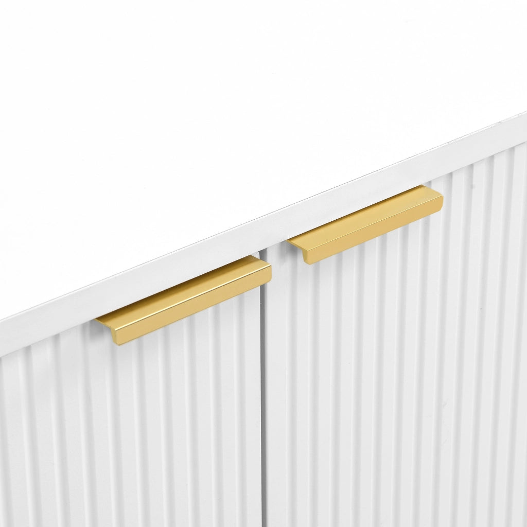 Credenza e madia con 2 ante, 3 cassetti e ripiani interni, stile moderno, in MDF, bianco e oro, 120 × 38 × 80.5 cm