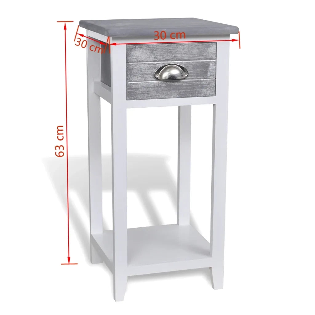 Comodino con 1 Cassetto Grigio e Bianco 242038