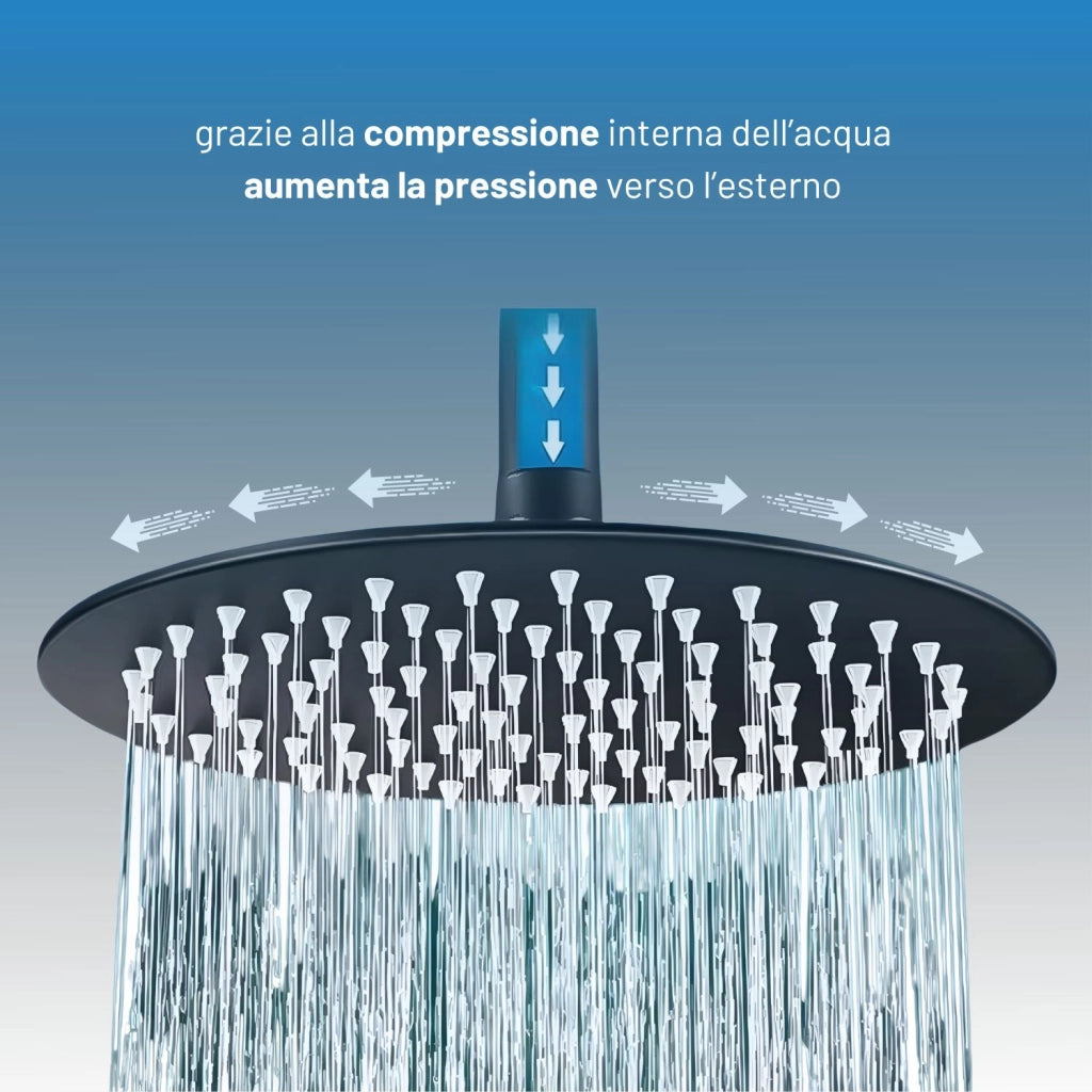 Set per doccia soffione tondo in acciaio inox 250 millimetri *** finitura- spazzolato, confezione 1