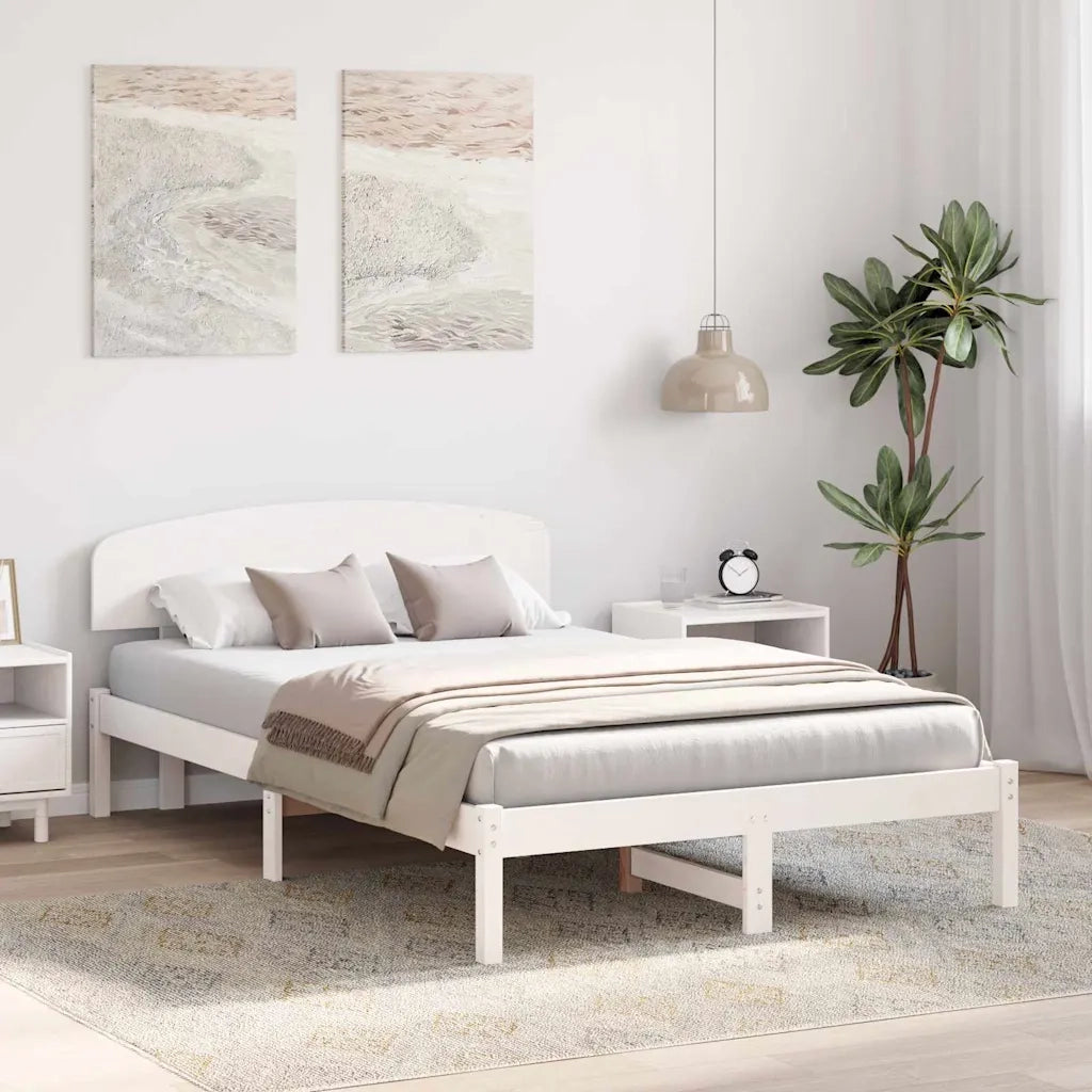 Struttura del letto Bianco 140 x 190 cm Pino massello